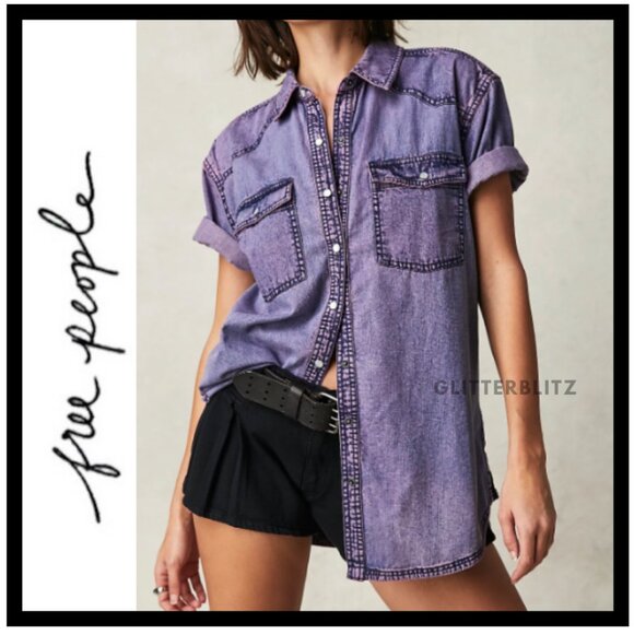 Free People Tops - FREE PEOPLE The Short Of It Denim Top - Orchid Overdye - Small - Factory Sealed